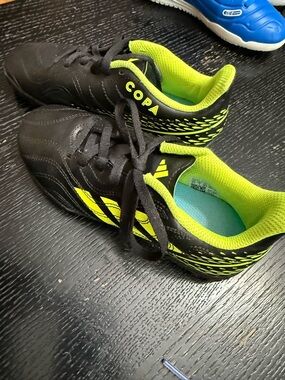 adidas Kids COPA Black with Neon Yellow Accent Soccer Shoes